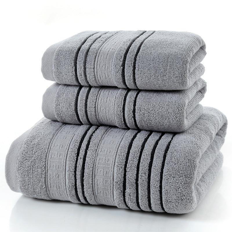 Pure Cotton Bath Towel Set – Soft Jacquard Towels & Large Bath Towel (3-Piece Set)