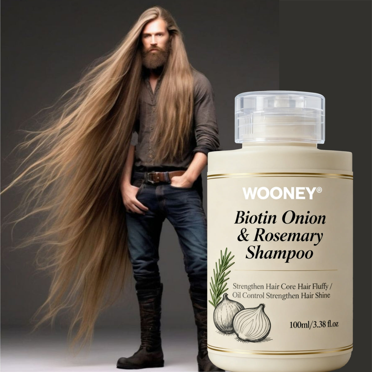 WOONEY Biotin, Onion & Rosemary Shampoo – Liquid Hair Care Cleanser