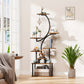 8-Tier Bookshelf with Lights – Metal & Wood Display Unit