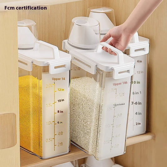 Airtight Food Storage Container with Measuring Scale – Rice, Cereal & Noodle Jar