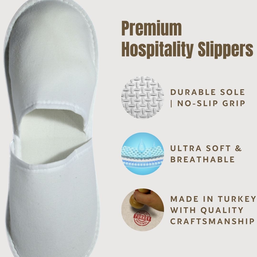 Roomsium 30 Pairs White Disposable Slippers | Roomsium Hotel & Spa Guest Amenities