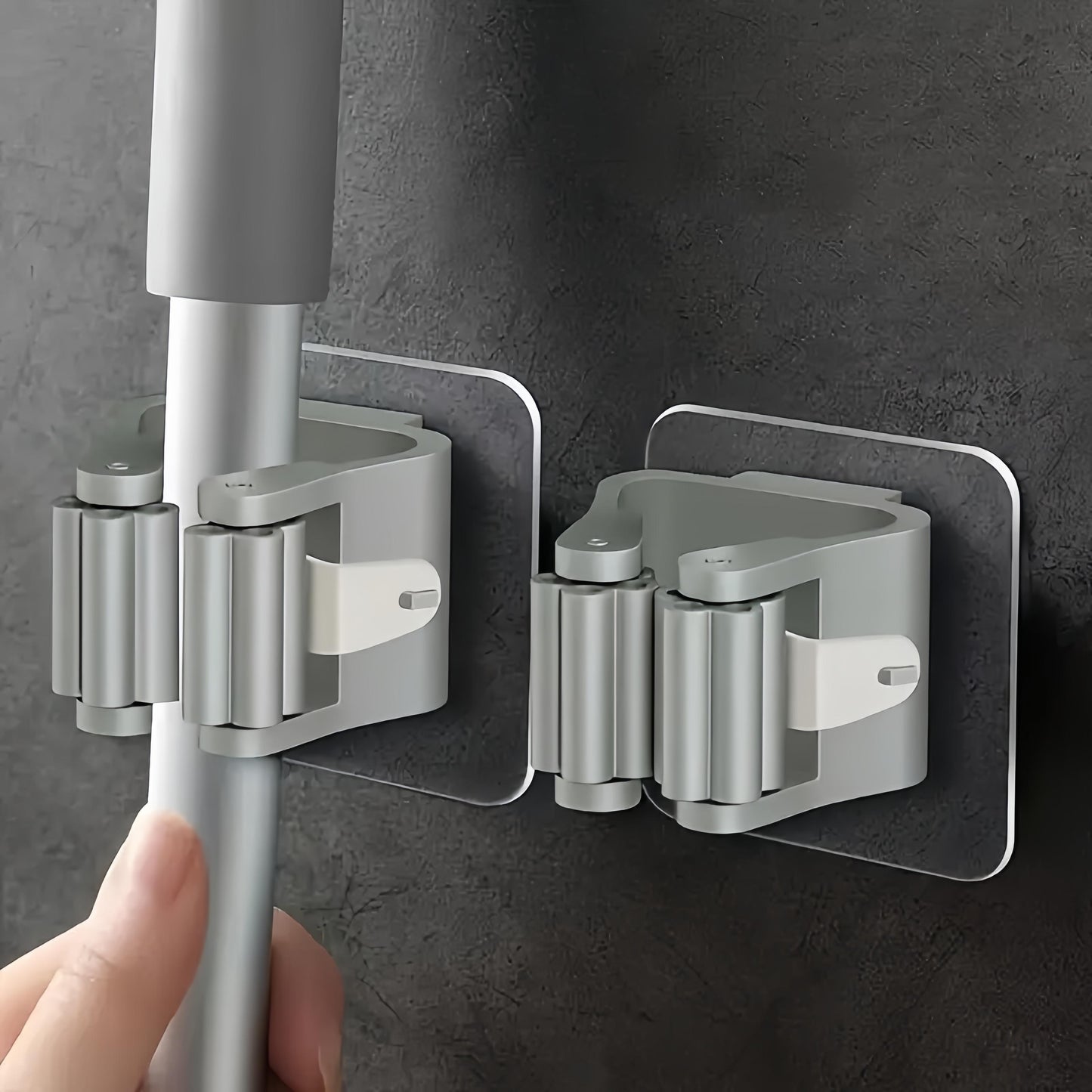 Wall-Mounted Mop Holder – Adhesive Broom & Cleaning Tool Organizer