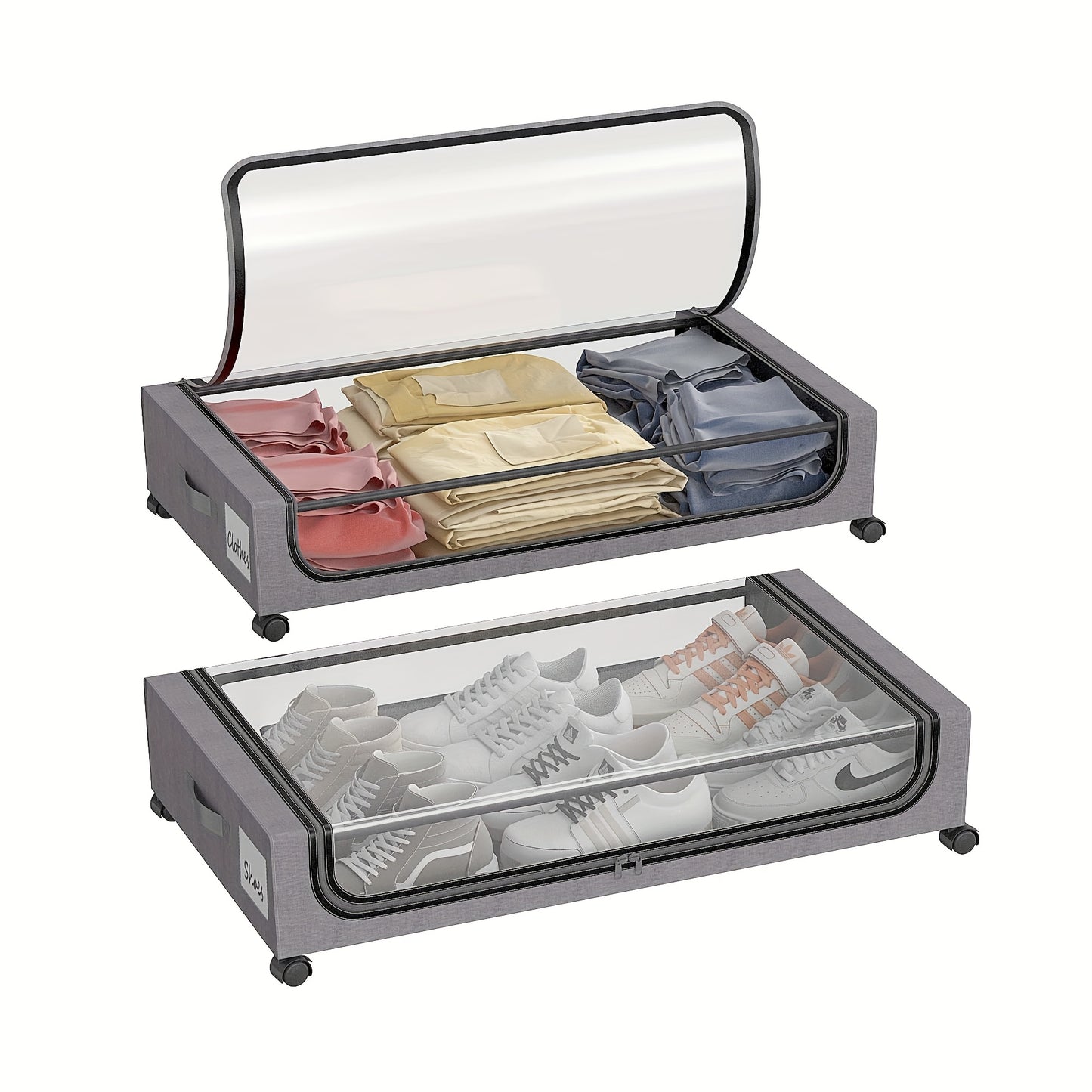 2-Pack Under Bed Storage with Wheels – 60L Each