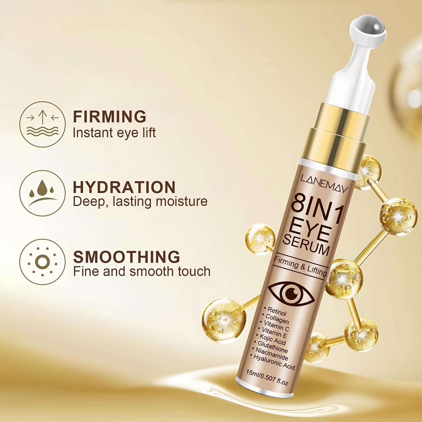 lanemay 8-in-1 Hydrating Eye Serum – Niacinamide, Collagen & Hyaluronic Acid Eye Care