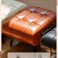 High-Quality Oil Wax Leather Low Stool – Padded Footstool & Accent Bench