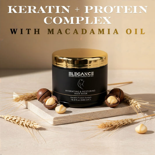 Elegance Charme Hydrating & Restoring Hair Mask – Keratin Protein System – 16.9 fl oz (500 ml) Professional Deep Conditioning Treatment - Roomsium