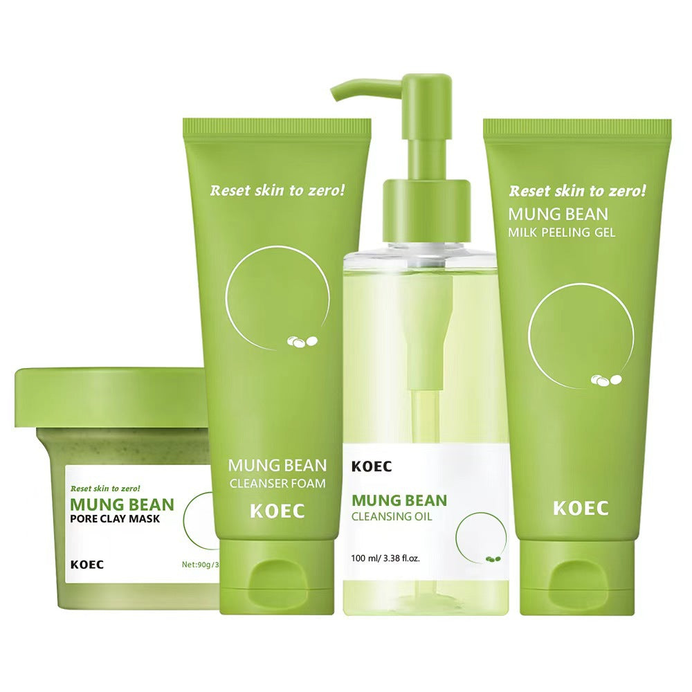 Green Bean Cleansing Skincare Set – 4-Piece Facial Care Routine - Roomsium