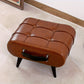 High-Quality Oil Wax Leather Low Stool – Padded Footstool & Accent Bench