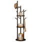 Rotary Solid Wood Coat Rack with 3 Shelves & 9 Hooks – Freestanding 360° Rotating Organizer