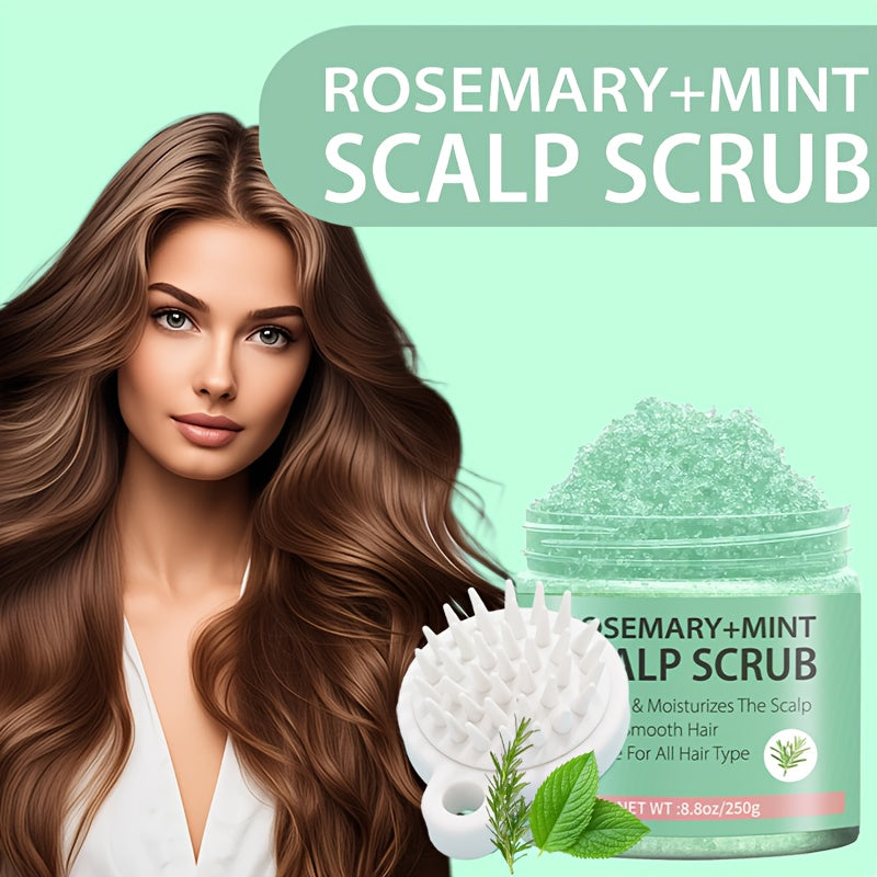 Rosemary Mint Scalp Scrub with Massager – Exfoliating Hair Care