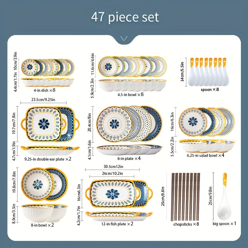 Nordic Style Ceramic Tableware Set – 29 or 47 Pieces of High-End Dinnerware