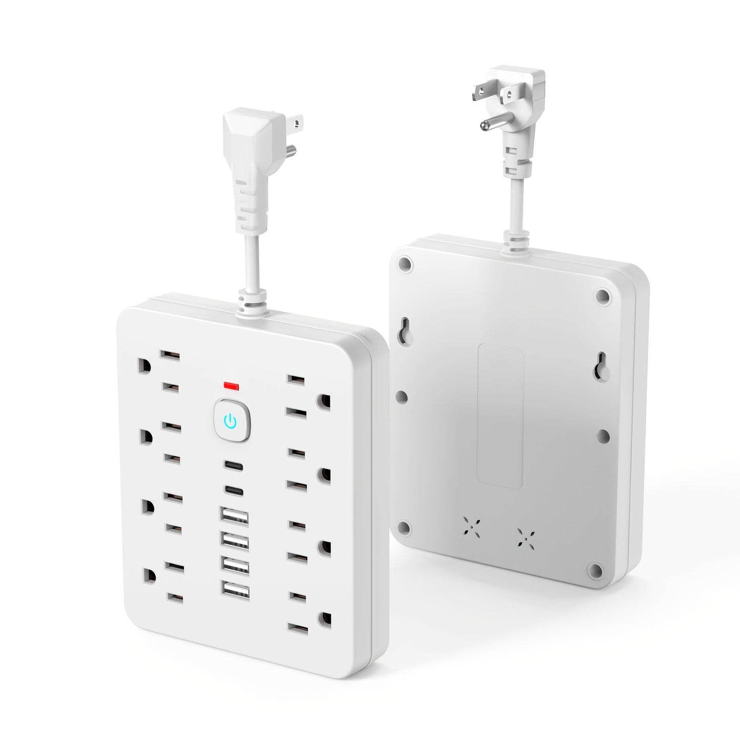 14-in-1 Power Strip with 8 AC Outlets, 4 USB-A & 2 USB-C Ports | 110–130V | Independent Switch & Overload Protection