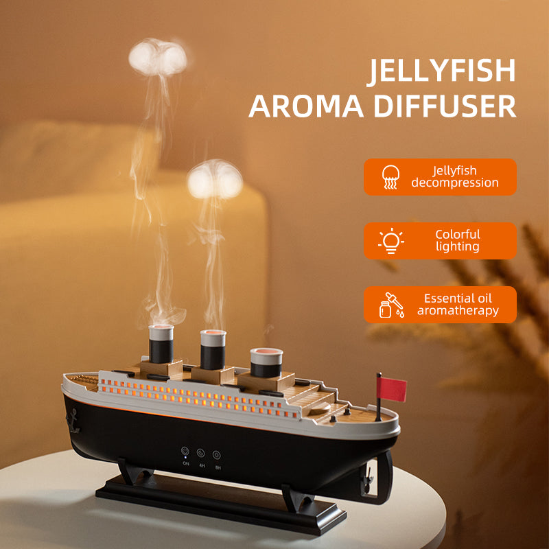 Steamship Aroma Diffuser – LED Humidifier with Night Light (7 Colors)