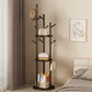 Rotary Solid Wood Coat Rack with 3 Shelves & 9 Hooks – Freestanding 360° Rotating Organizer