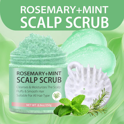 Rosemary Mint Scalp Scrub with Massager – Exfoliating Hair Care