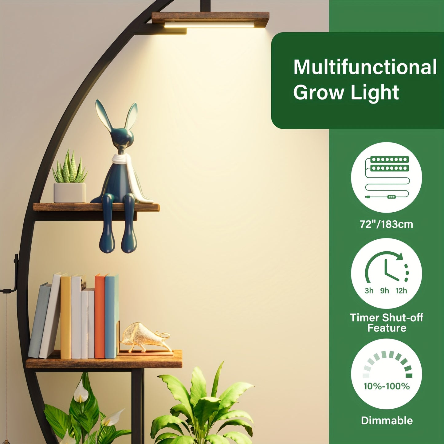 2pcs 7-Tier Bookshelf with Lights – Metal & Wood Display Unit