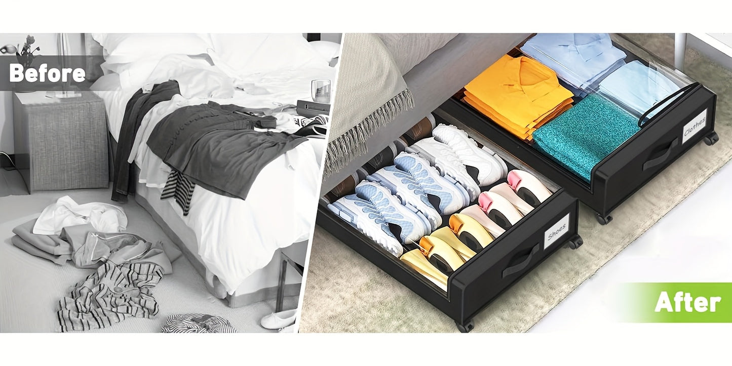 2-Pack Under Bed Storage with Wheels – 60L Each