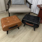High-Quality Oil Wax Leather Low Stool – Padded Footstool & Accent Bench