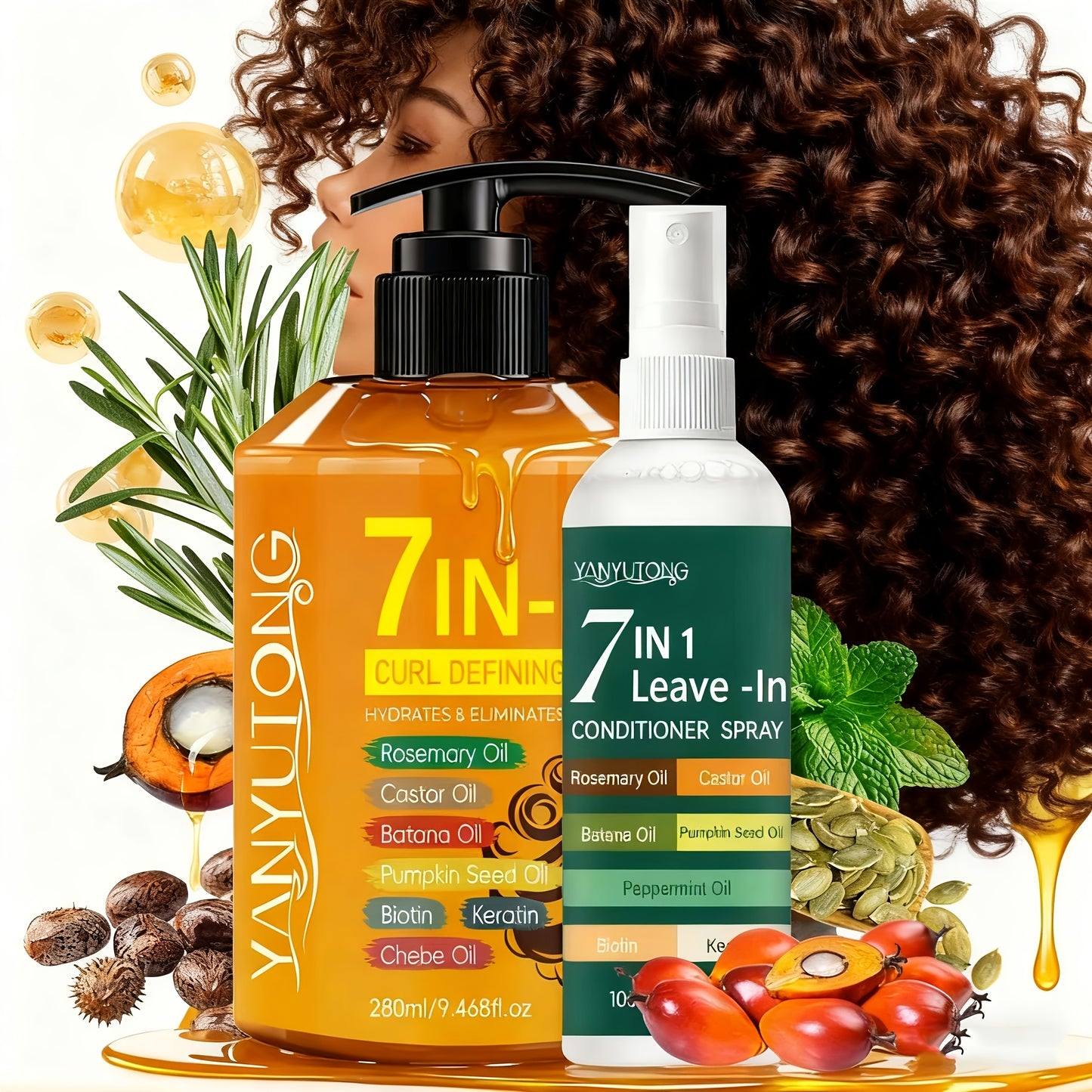 YANYUTONG Hair Care Set – Styling Cream & Leave-In Hair Spray with Plant Oils
