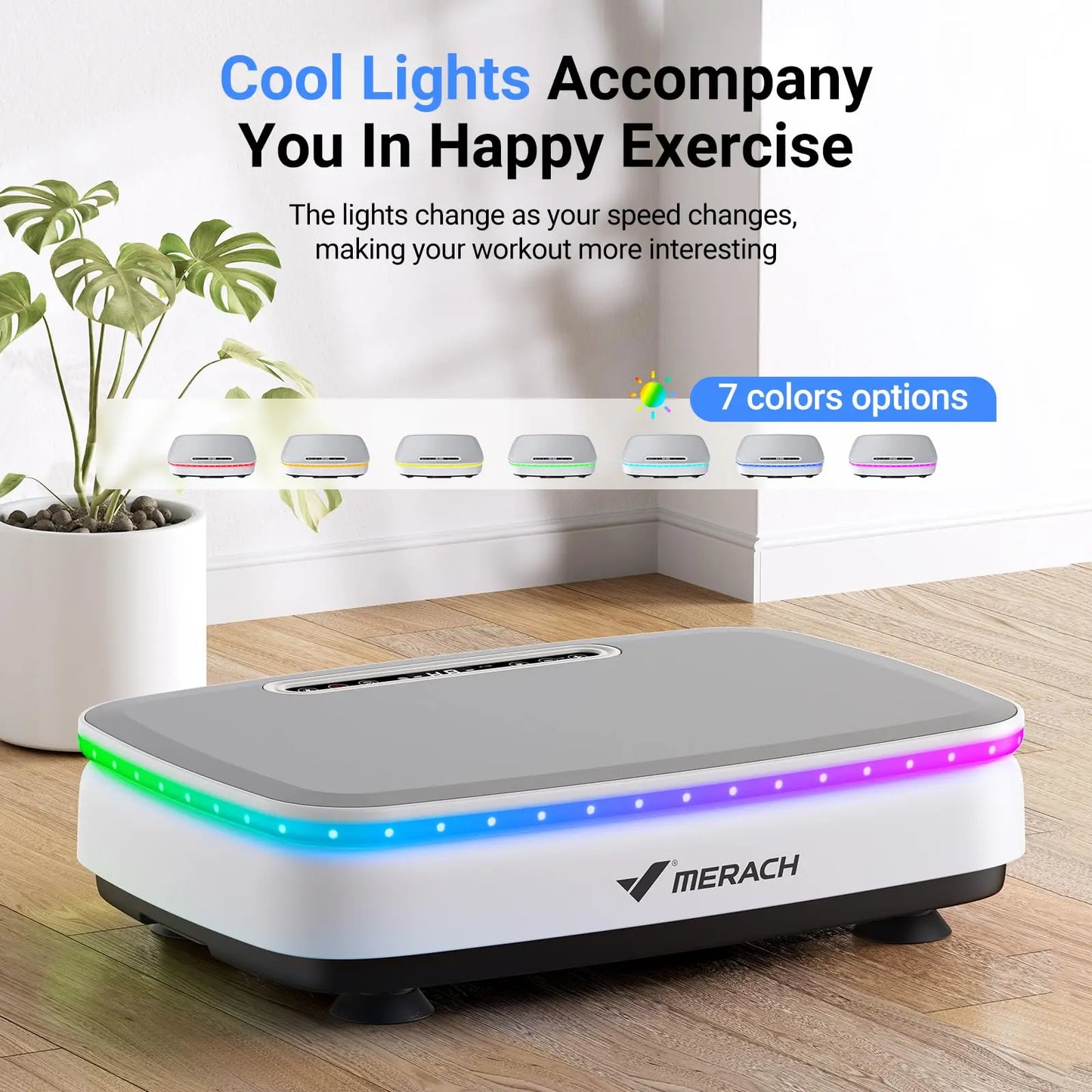 MERACH Vibration Plate Exercise Machine with LED Lights & Bluetooth – Full-Body Fitness Platform