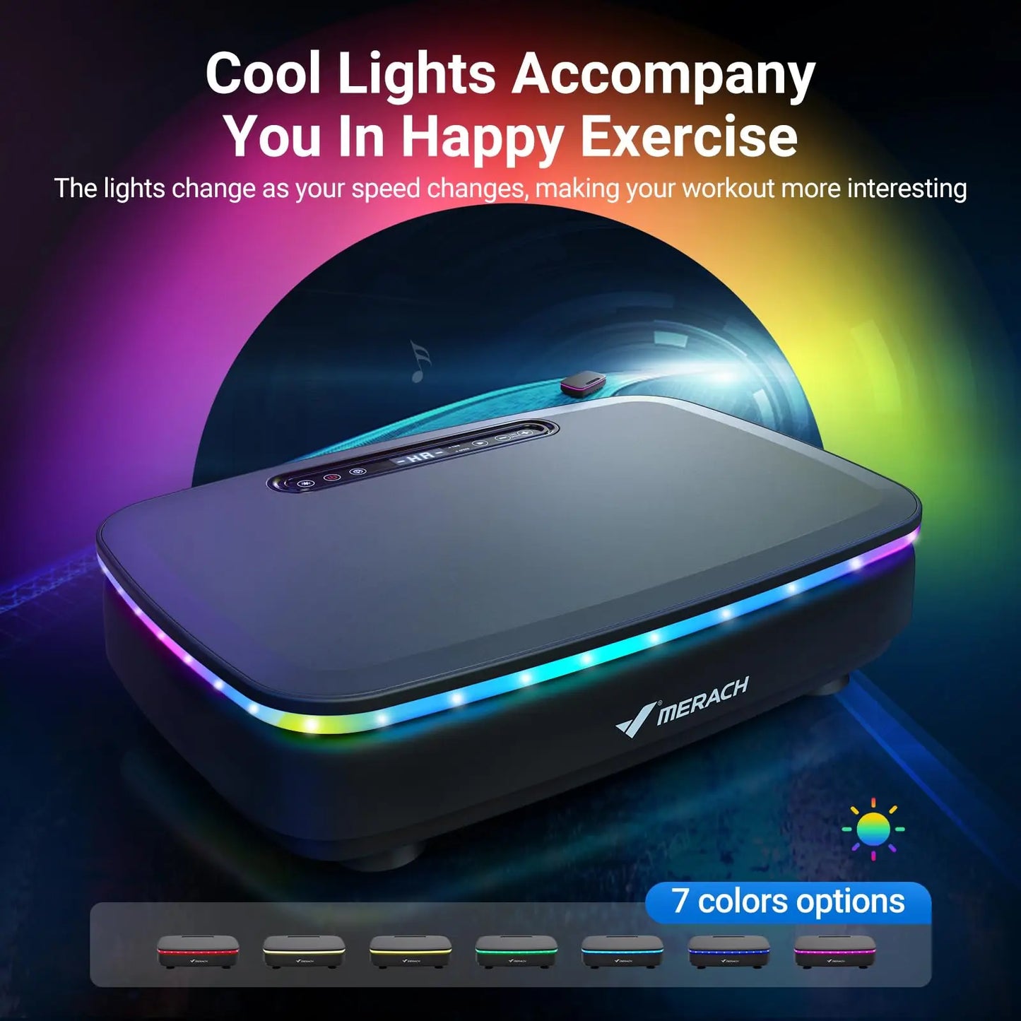 MERACH Vibration Plate Exercise Machine with LED Lights & Bluetooth – Full-Body Fitness Platform