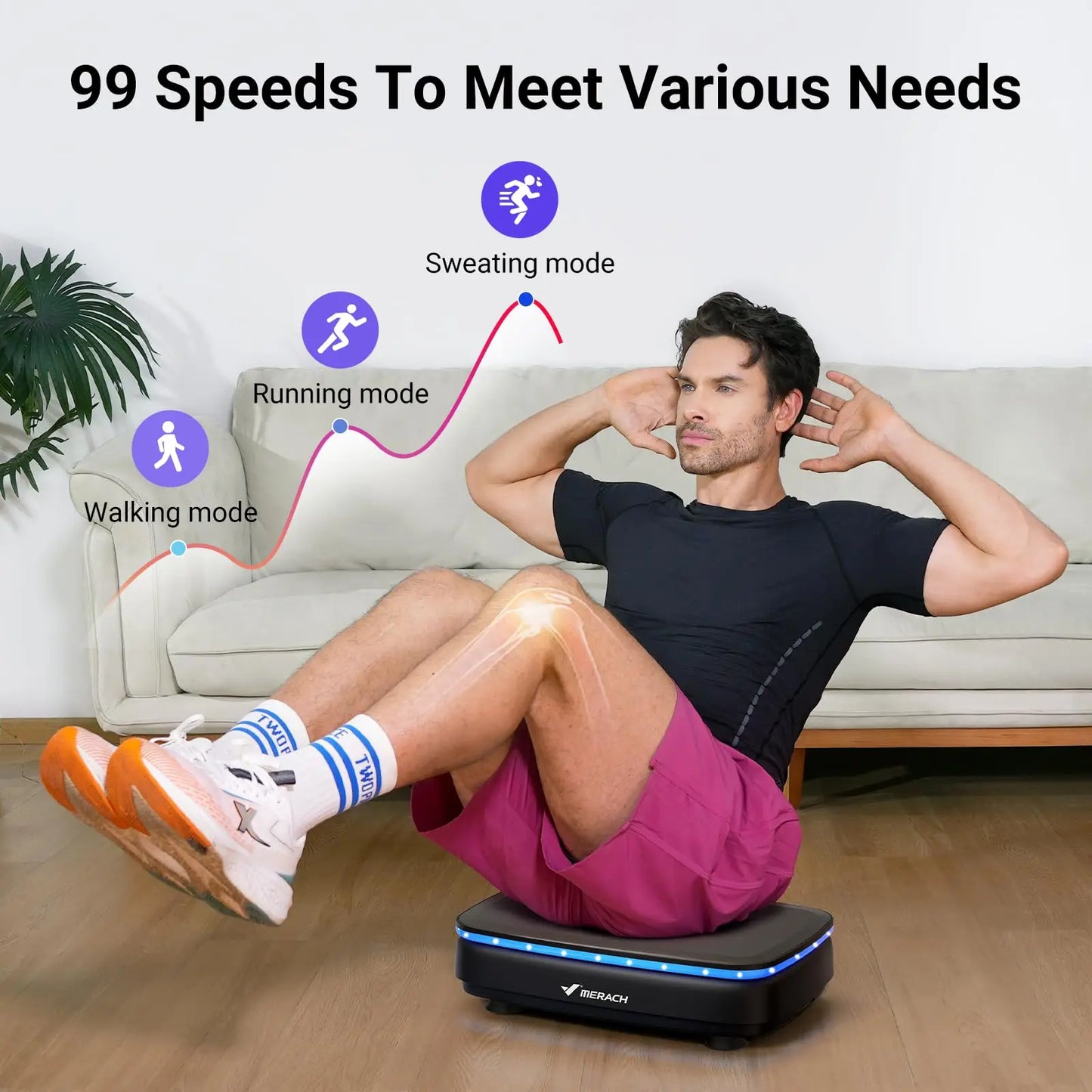 MERACH Vibration Plate Exercise Machine with LED Lights & Bluetooth – Full-Body Fitness Platform