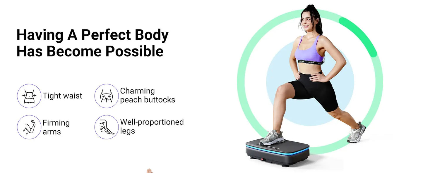 MERACH Vibration Plate Exercise Machine with LED Lights & Bluetooth – Full-Body Fitness Platform