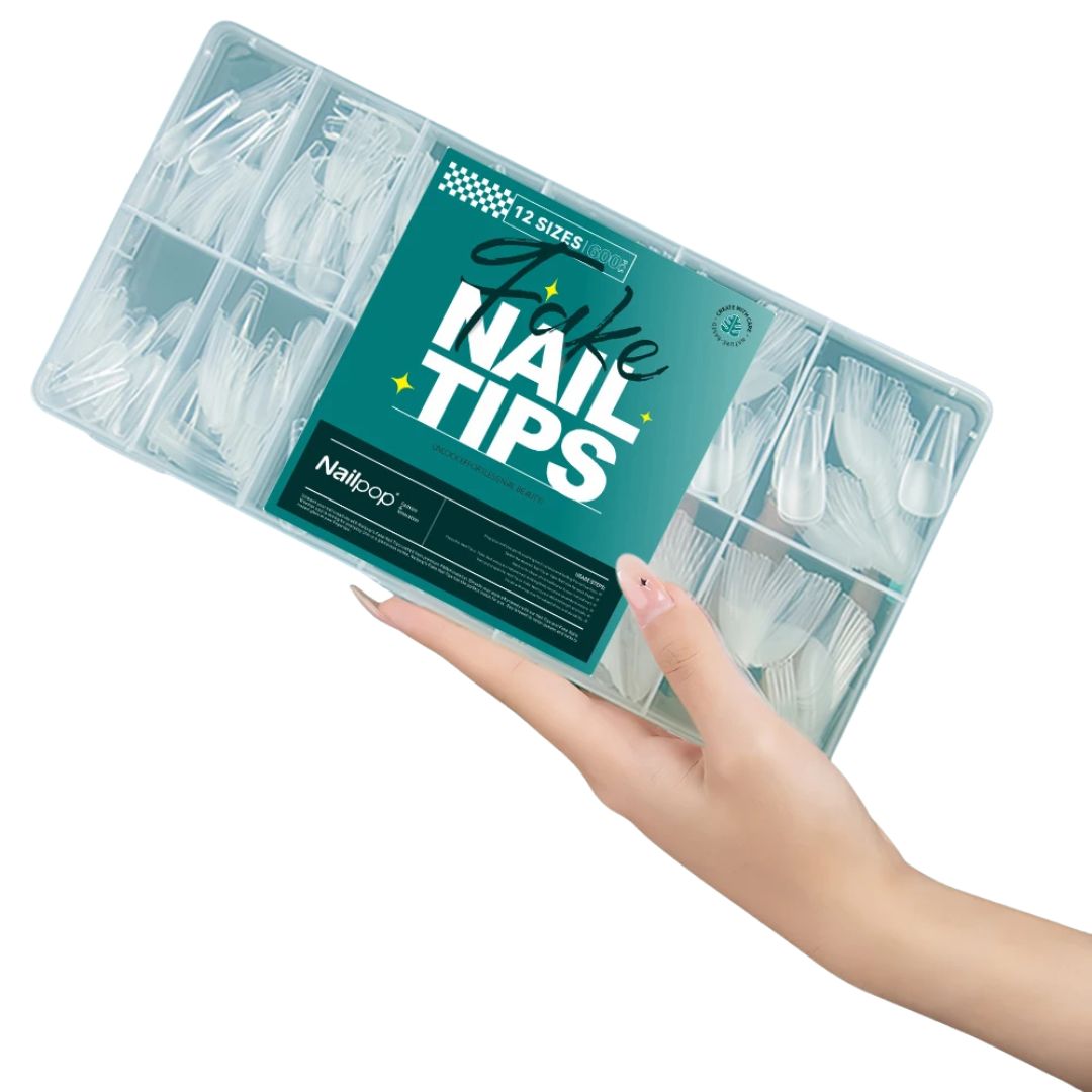 NAILPOP 600PCS Soft Gel X Nail Tips – Full Cover Coffin Almond Oval Pre-Buff Semi-Matte False Nails - Roomsium