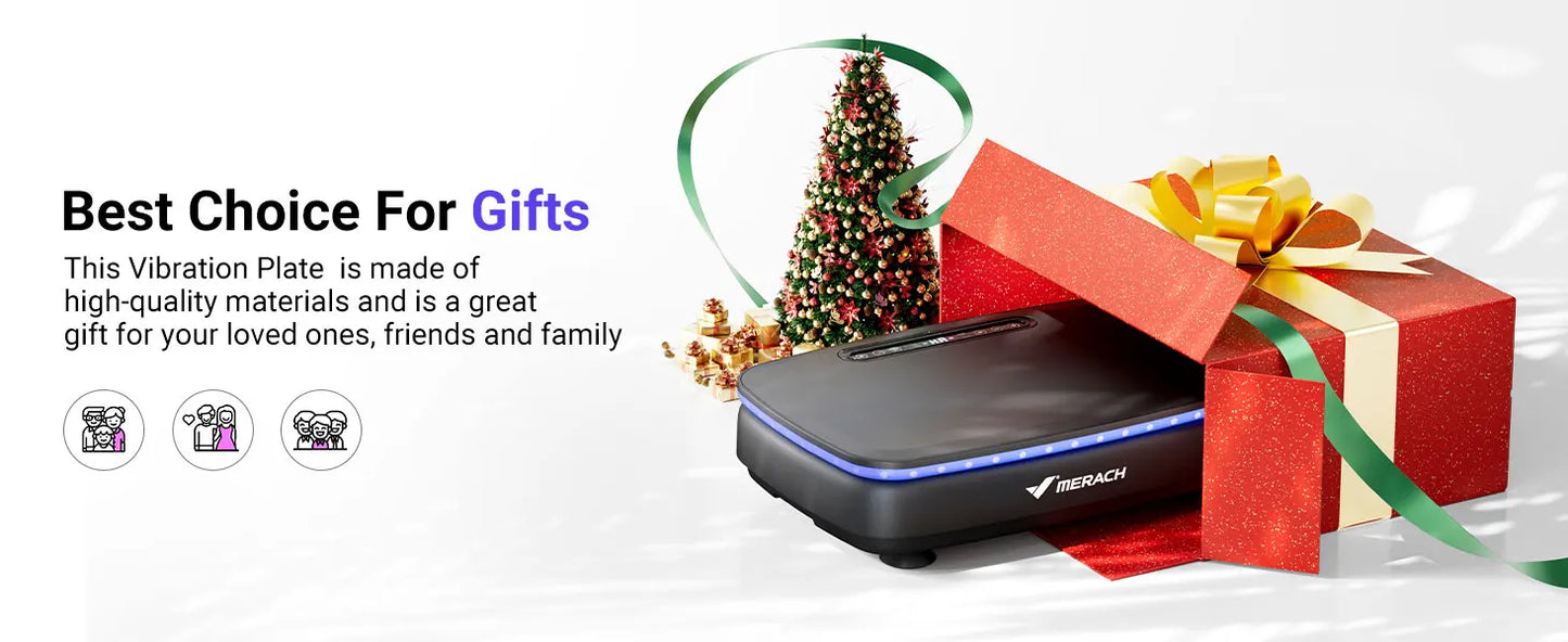 MERACH Vibration Plate Exercise Machine with LED Lights & Bluetooth – Full-Body Fitness Platform