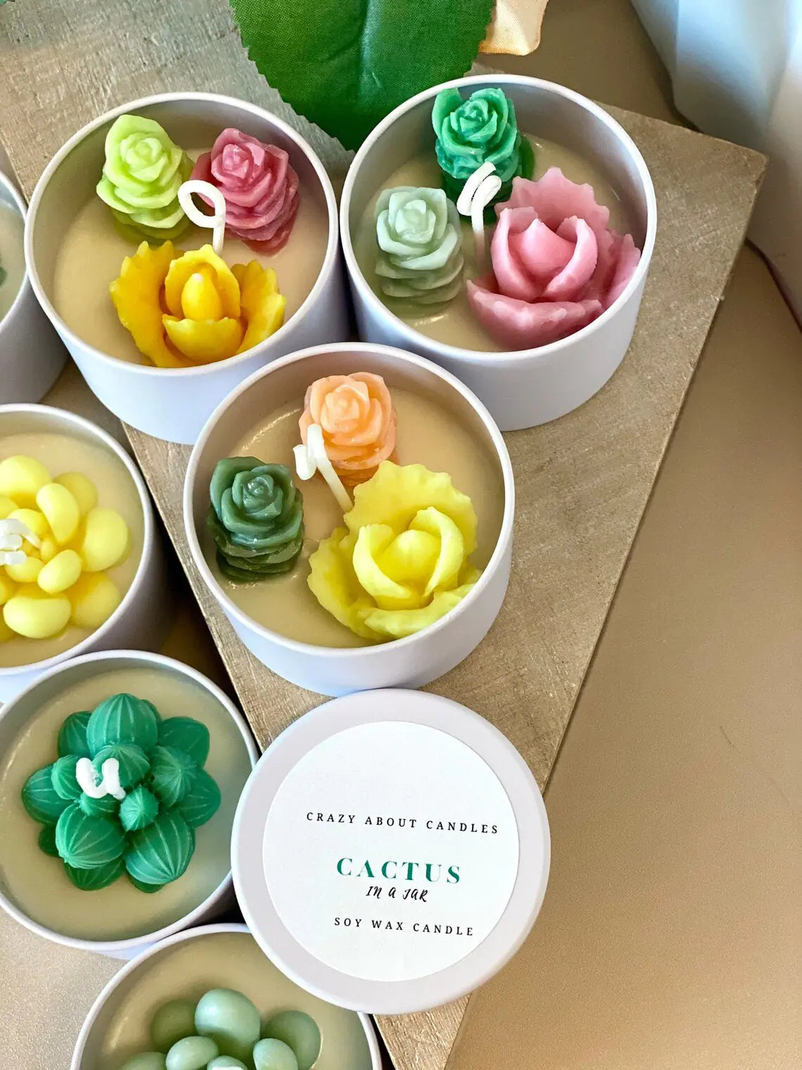 Handmade Cactus-in-a-Jar Soy Candle – Scented Gift Tin for Home & Favors - Roomsium