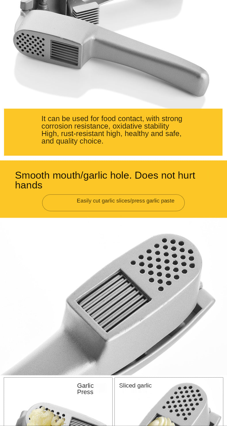 Manual Garlic Press – Heavy-Duty Aluminum Alloy Garlic Crusher & Slicer