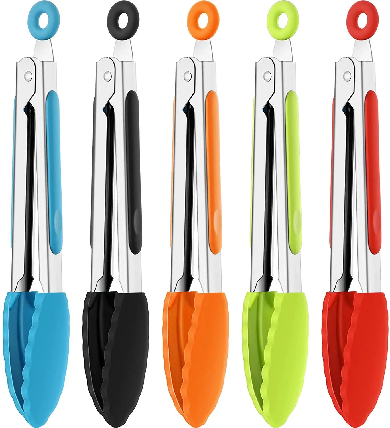 Silicone Kitchen & BBQ Tongs – Stainless Steel Locking Cooking Tongs (7 / 9 / 12 Inch)