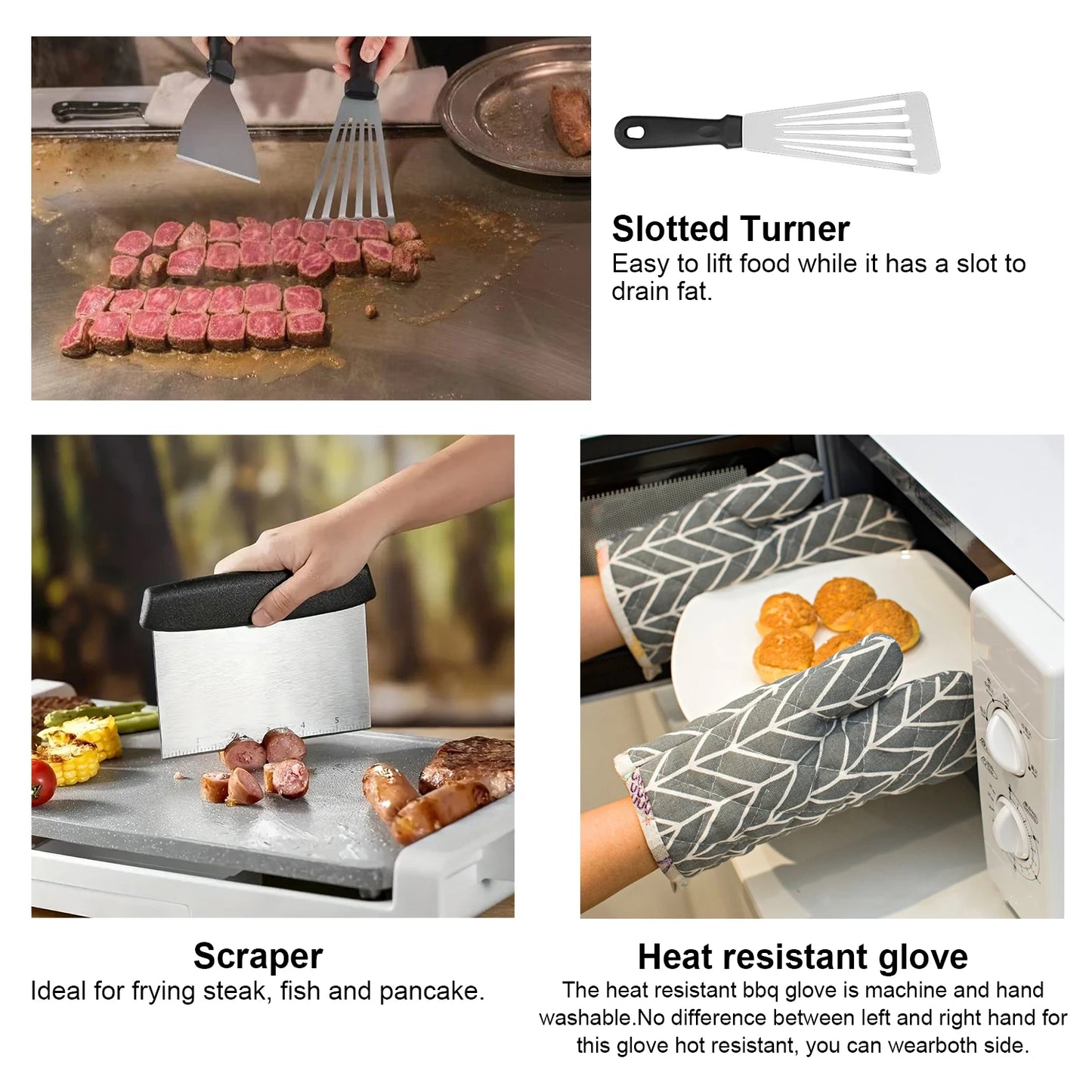 132PCS BBQ Griddle Accessories Kit Stainless Steel Outdoor Set