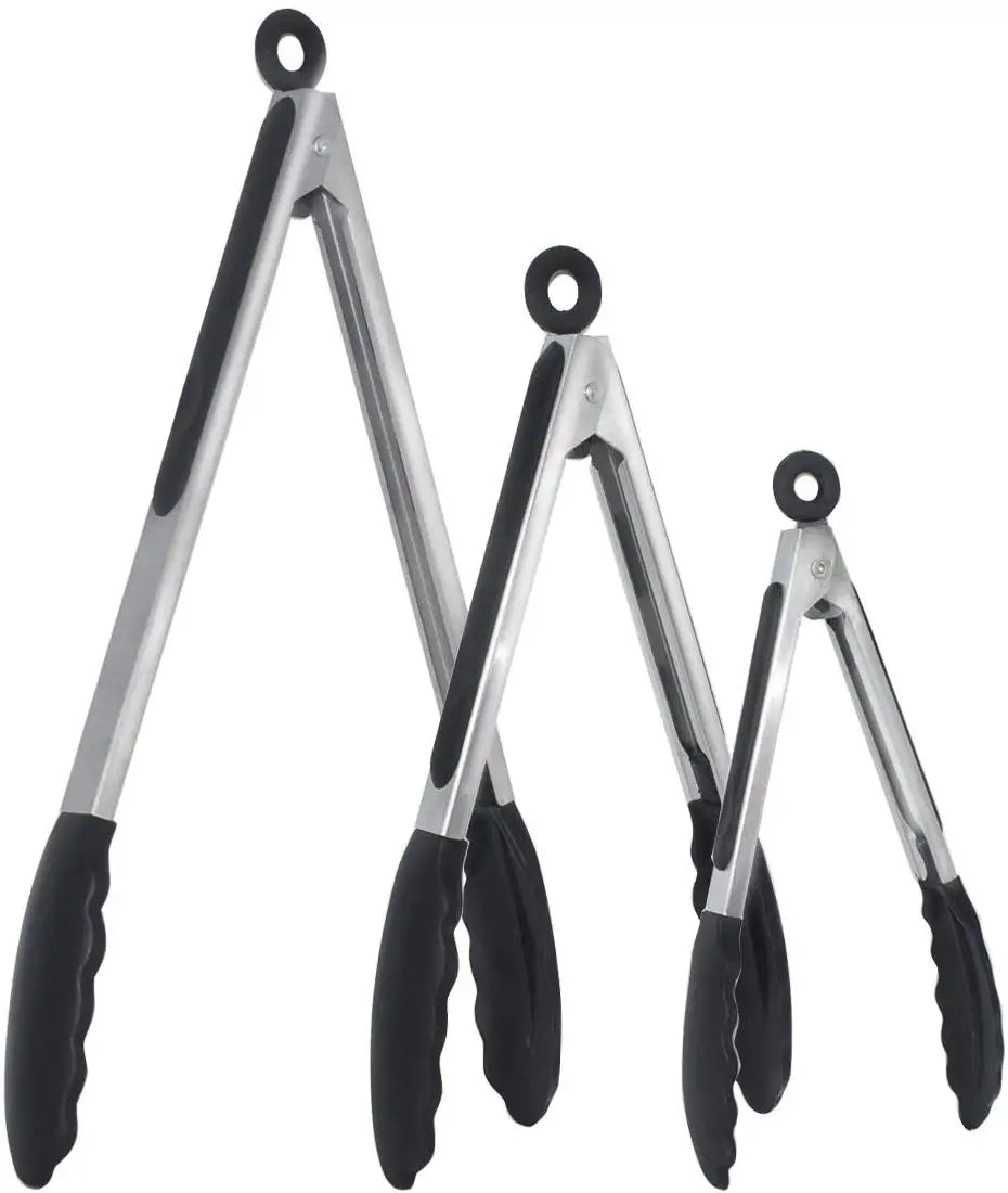 Silicone Kitchen & BBQ Tongs – Stainless Steel Locking Cooking Tongs (7 / 9 / 12 Inch)