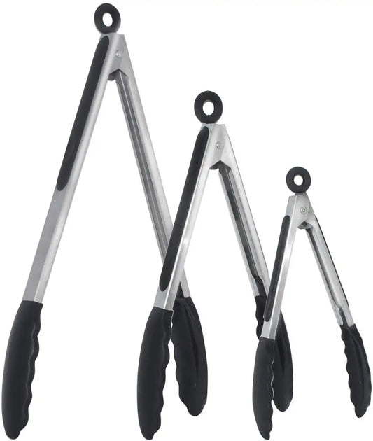 Silicone Kitchen & BBQ Tongs – Stainless Steel Locking Cooking Tongs (7 / 9 / 12 Inch)