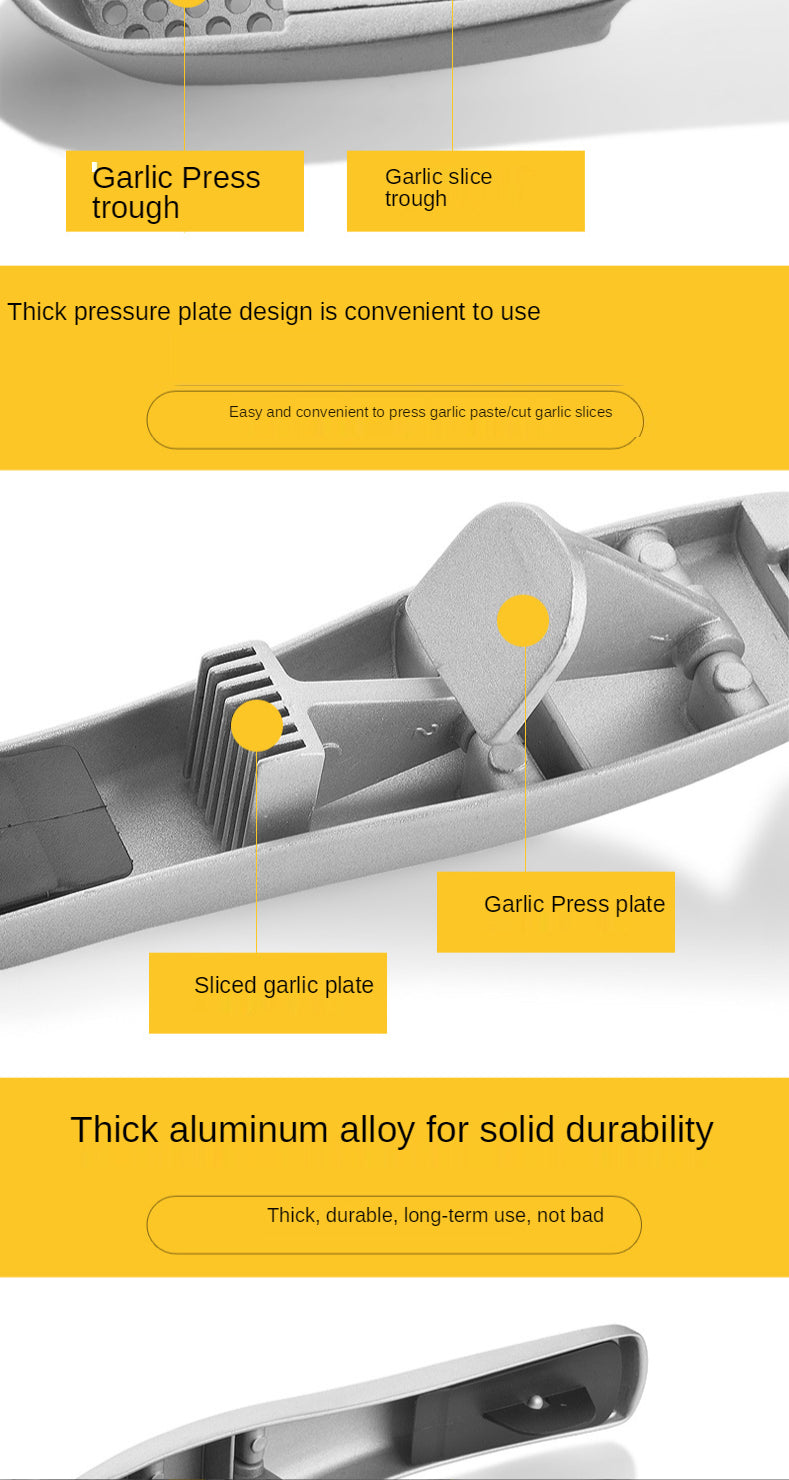 Manual Garlic Press – Heavy-Duty Aluminum Alloy Garlic Crusher & Slicer