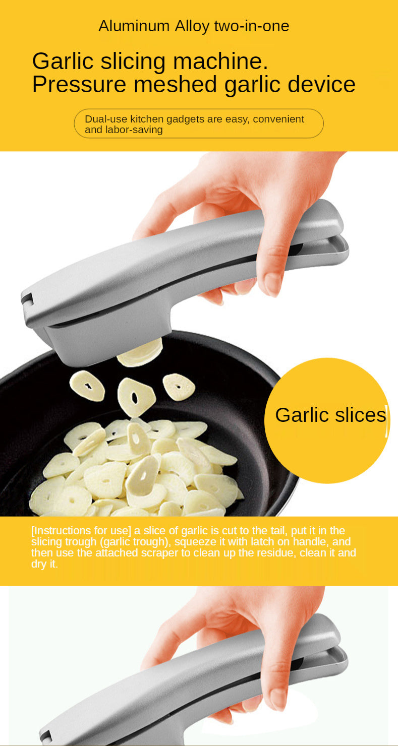 Manual Garlic Press – Heavy-Duty Aluminum Alloy Garlic Crusher & Slicer