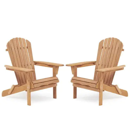 Wooden Folding Adirondack Chair Set – Solid Wood, 2-Piece - Roomsium