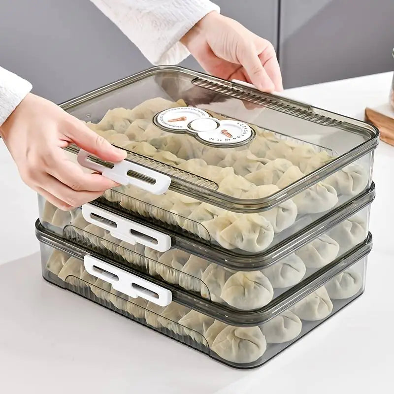 Transparent Dumpling Storage Box with Lid – Stackable Plastic Food Organizer (1pc)