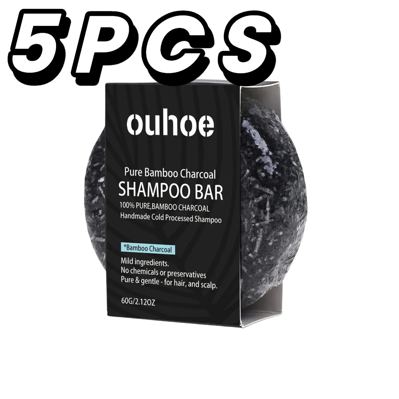OUHOE Bamboo Charcoal Shampoo Soap – Deep Scalp Cleanse & Oil Control 60g - Roomsium