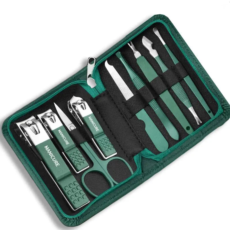 Professional Stainless Steel Manicure & Pedicure Kit – 7/10/12/18 Piece Nail Care Set with Travel Case - Roomsium