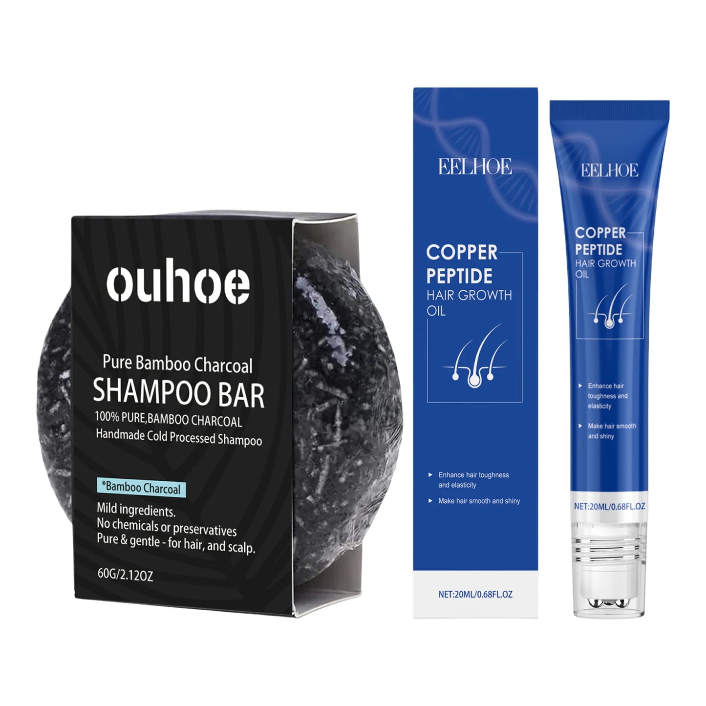 OUHOE Bamboo Charcoal Shampoo Soap – Deep Scalp Cleanse & Oil Control 60g - Roomsium