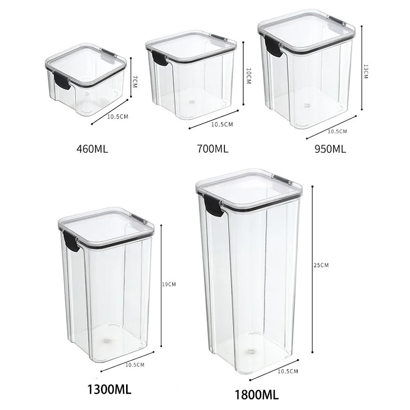Sealed Kitchen Grain Storage Jars – Moisture-Proof Transparent Food Containers (460–1800ml)