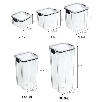 Sealed Kitchen Grain Storage Jars – Moisture-Proof Transparent Food Containers (460–1800ml)
