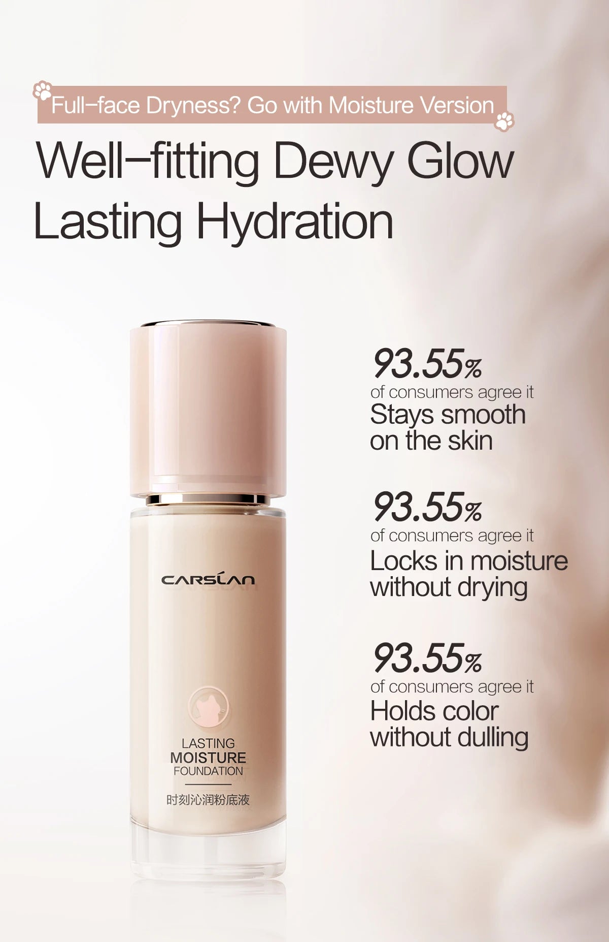 CARSLAN Long-Lasting Matte Liquid Foundation – Full Coverage Base