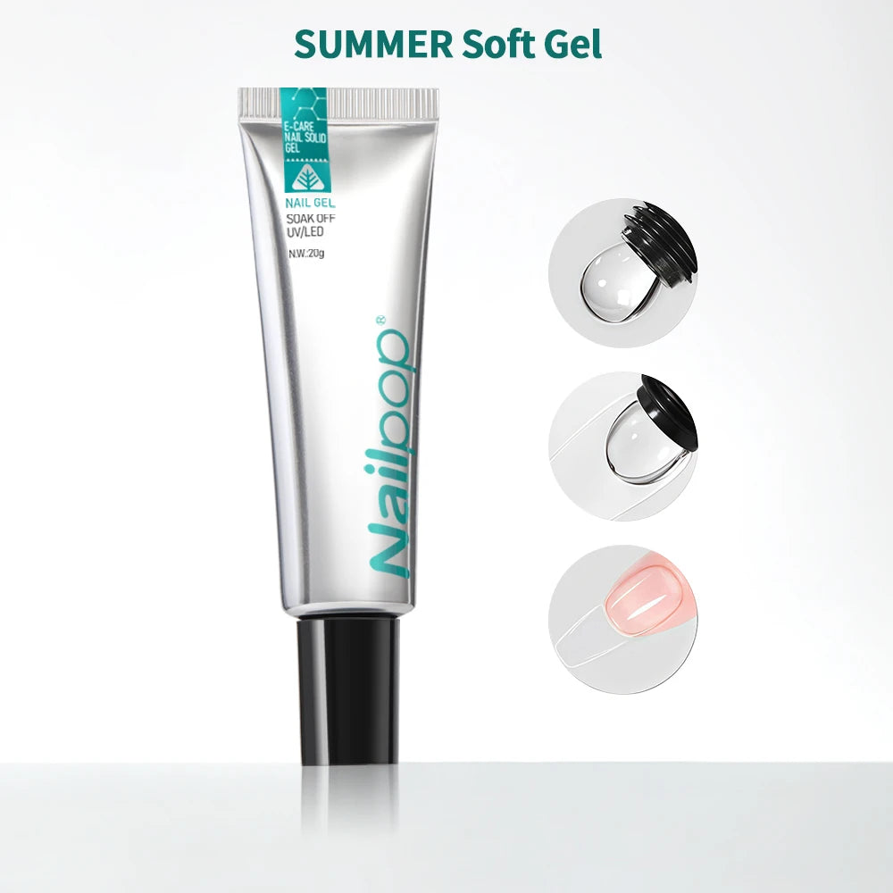 Nailpop Pro Soft Nail Tips Gel Glue 20g – UV/LED Adhesive for Fake Nails & Gel Extensions - Roomsium