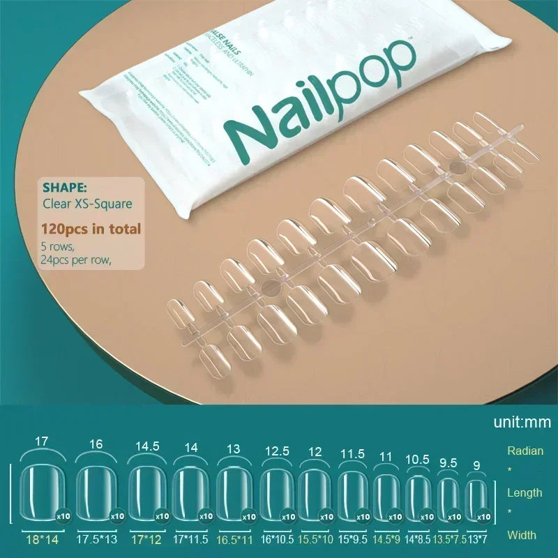 NAILPOP 120pcs Soft Gel Full Cover Press On Nails – Coffin Clear / Semi-Matte False Nail Tips - Roomsium