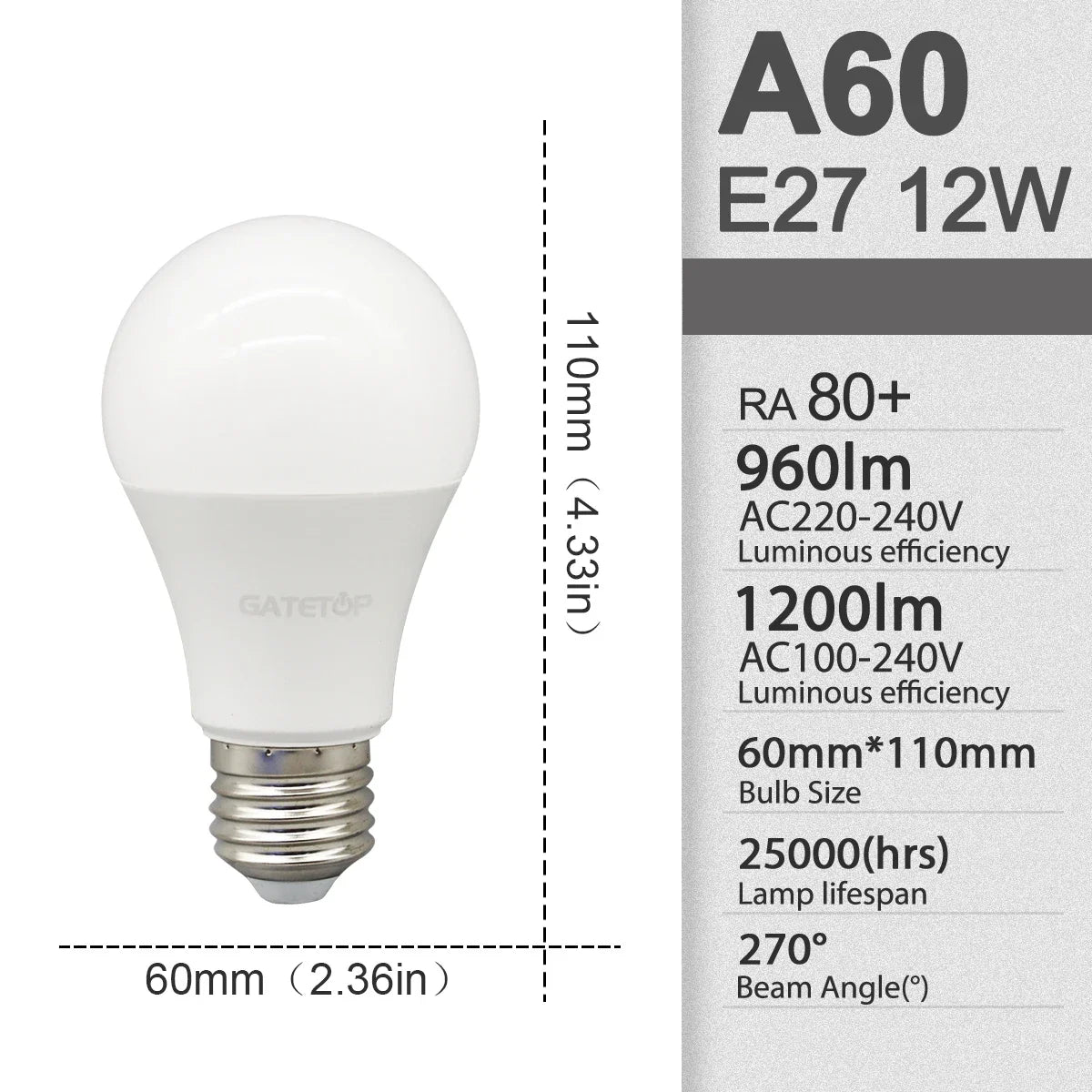10pcs E27 LED Bulbs A60 G45 3W–24W AC 110V/220V Cold & Warm White Home Light - Roomsium