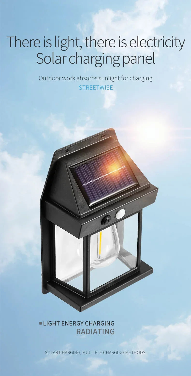 Solar Outdoor Waterproof LED Wall Light with Motion Sensor – IP65 Garden & Fence Lamp - Roomsium
