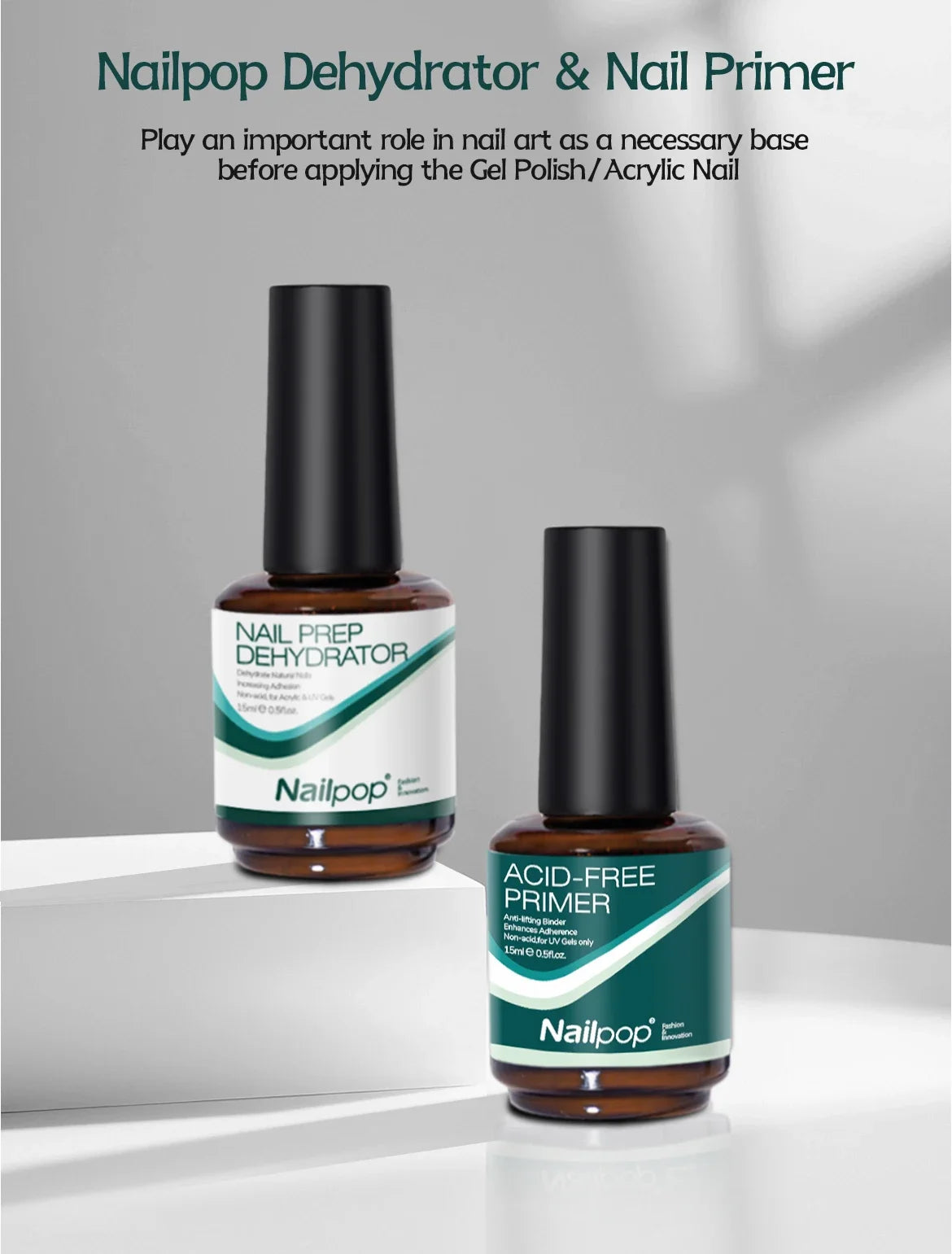 Nailpop Nail Dehydrator & Acid-Free Primer Set – Natural Nail Prep for Acrylic & UV Gel - Roomsium